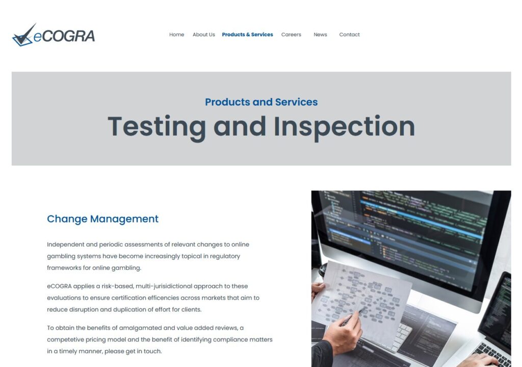Page Test et Inspection du portail eCOGRA