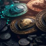 Des pièces de monnaie crypto imaginaires